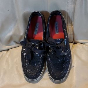 Black sequin Sperry shoes